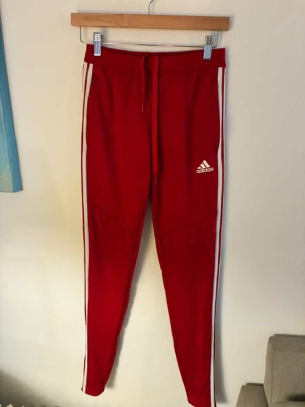 Adidas Tiro 19 Women's Training Pants Red White 3-Stripe Joggers Size XS